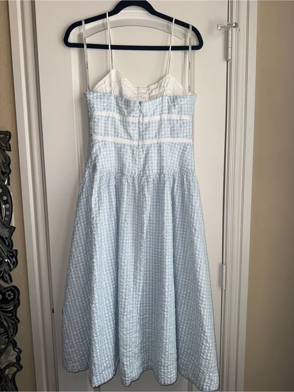 FOR LOVE and LEMONS georgia midi dress in blue gingham - Image 6