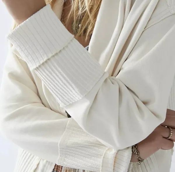 Free people cream hazel cardi sweater zip up jacket size medium - Image 3