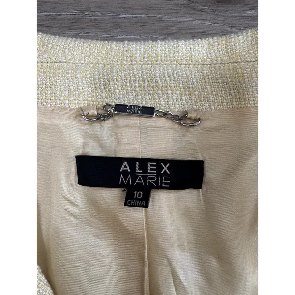 Alex‎ Marie Size 10 Ivory Women's Suit Jacket Blazer - Image 3
