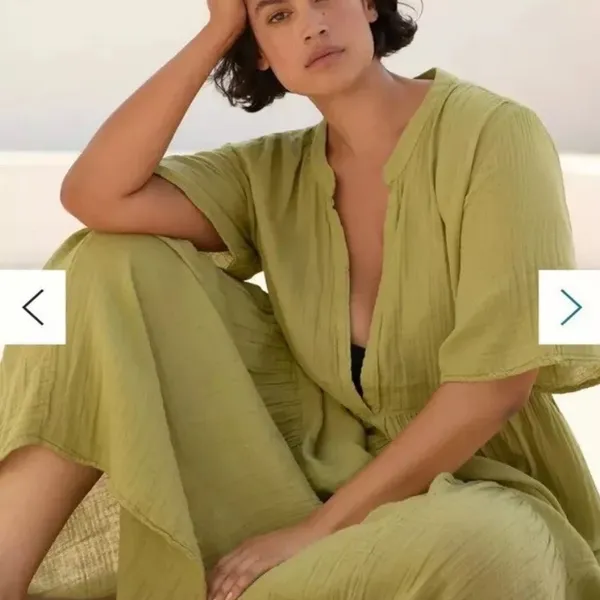 Anthropologie The Kallie Flowy Olive Green Maxi Dress XS Guaze New NWT BOHO HTF - Image 3