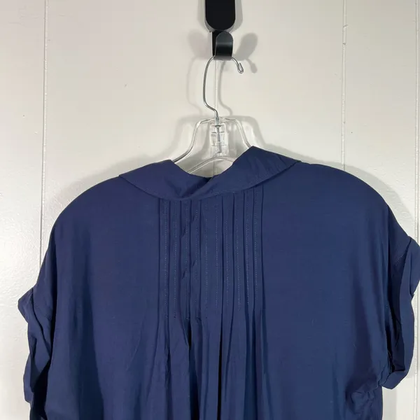 Casa Cabana Navy Blue Rayon Button Down Collared Pleated Back Shirt XS Cruise - Image 6