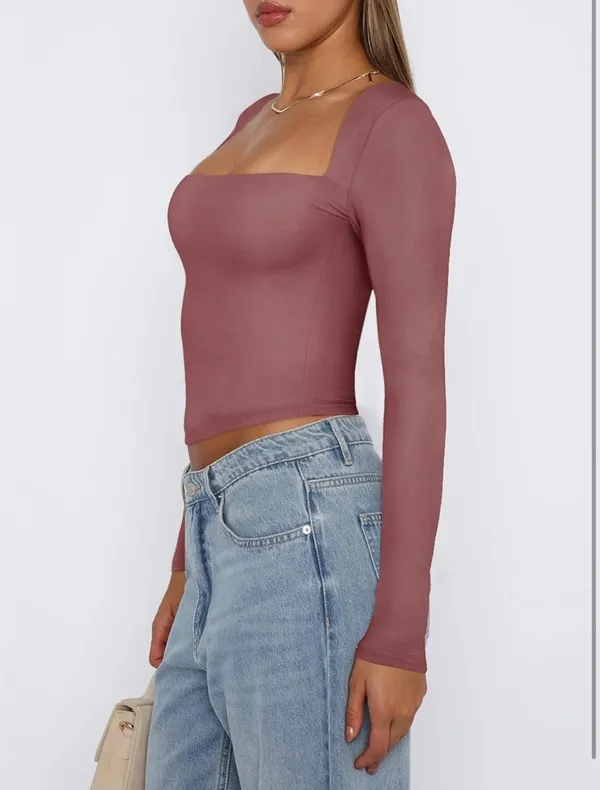 Square Neck LS Shirt Purple - Image 2