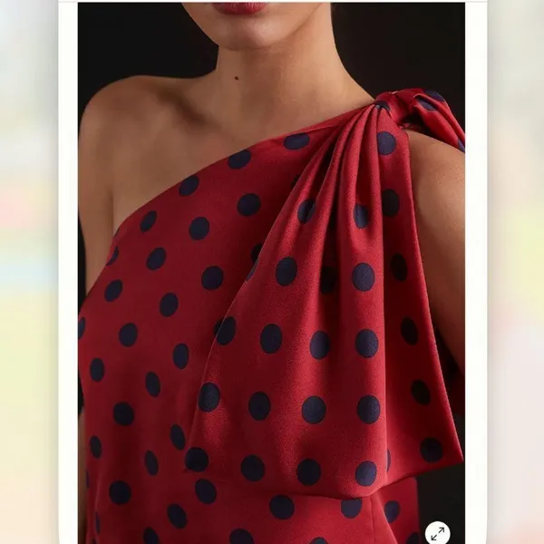 Sachin & Babi | Anthropologie Polka Dot One Shoulder Blouse in Red - Image 3