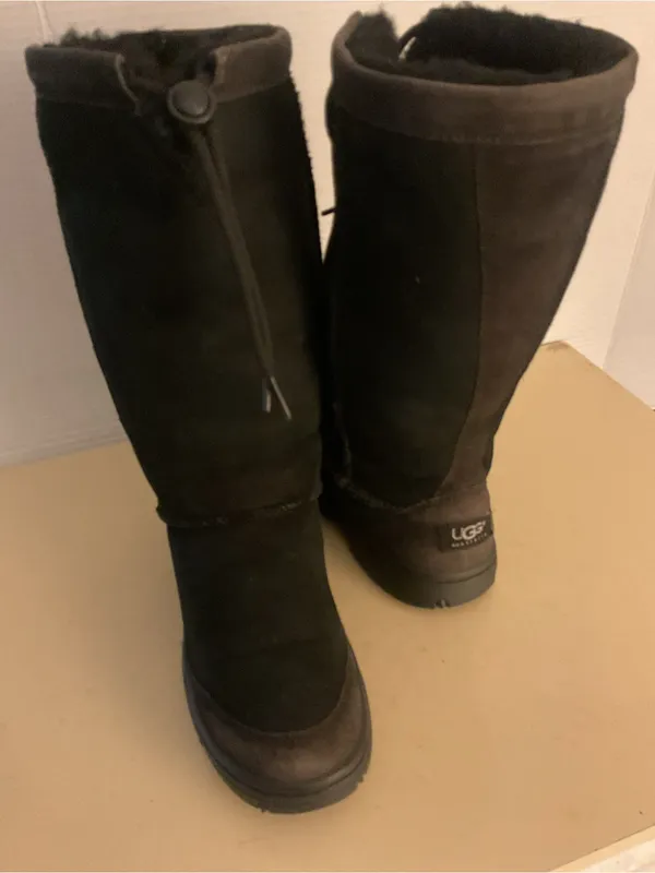 UGG women black suede Ul Tall Black Suede & Leather knee high Boots US 7 - Image 2