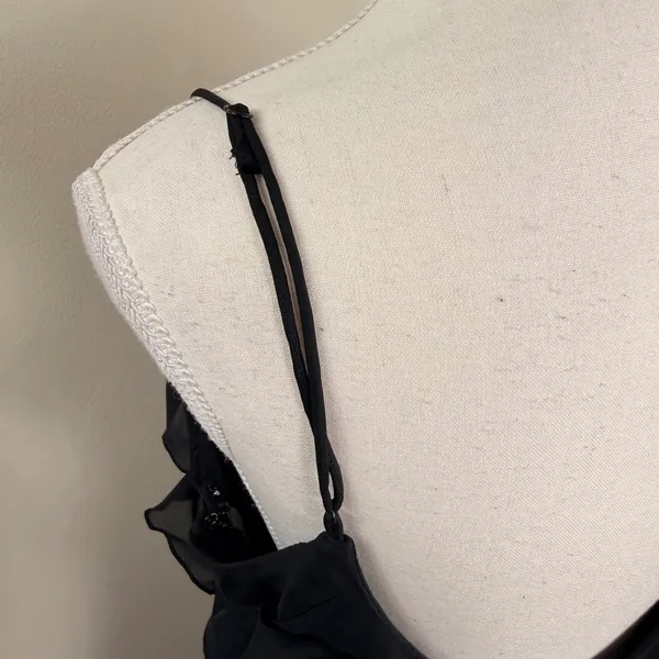 Abercrombie & Fitch Black Ruffle Asymmetrical Handkerchief Hem Midi Dress‎ Large - Image 10