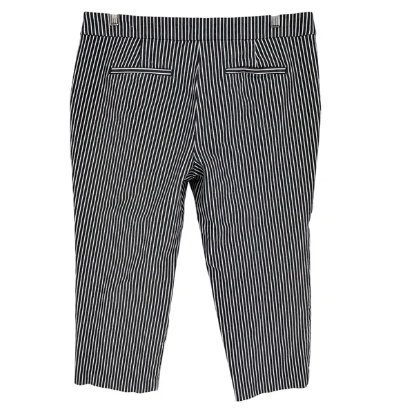 LOFT The Riviera Slim Pants Women 12P‎ Navy White Stripe Nautical Anchor Button - Image 9