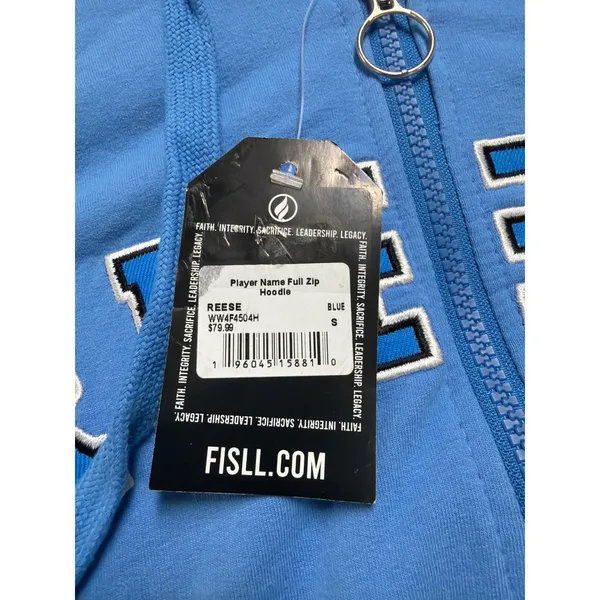 FISLL WNBA‎ Chicago Sky Angel Reese Full Zip Hoodie Blue Yellow WW4F4504H Small - Image 4