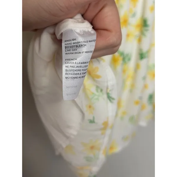 Large Sophie Rue Rayon Puff Sleeve Mini Dress Butter Yellow Floral Sundress - Image 9