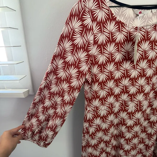 Boden US 8 NEW Lucie Brown/White Palm Leaf Print Mini‎ Dress - Image 6