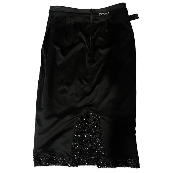 Express Vintage Black Sequin Pencil Skirt Midi Sz 00 Cocktail Festive Holiday - Image 8