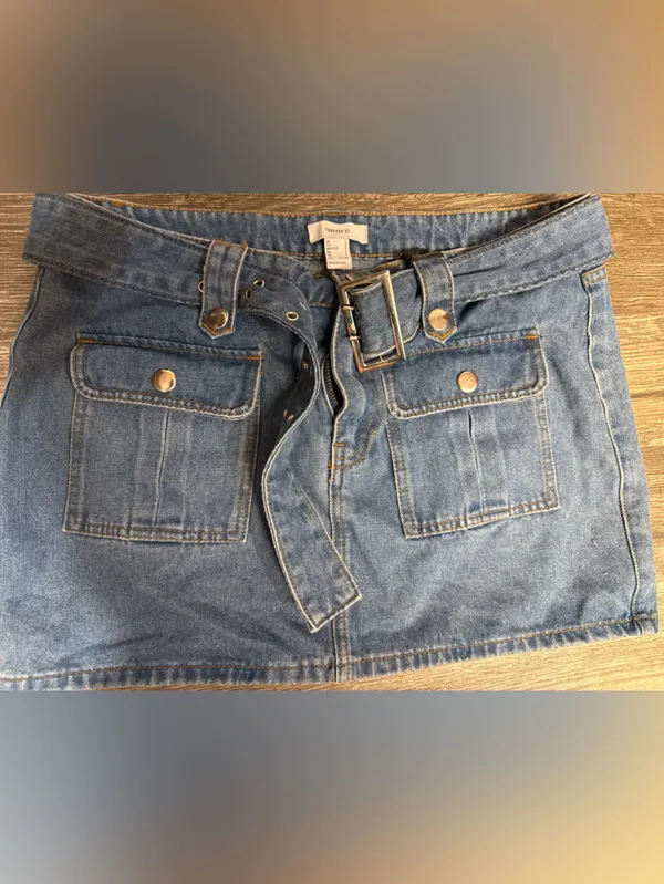 NWT Forever 21 Belted Denim Cargo Mini Skirt Utility Y2K Size Large - Image 6