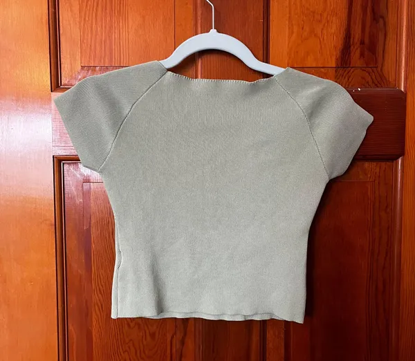 Sage Green Knit Crop Top - Image 6