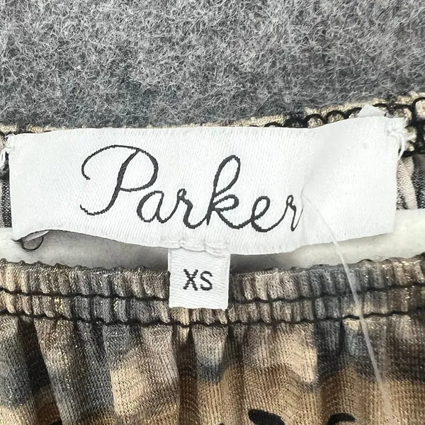 Parker Mini‎ Dress XS Black Gray Tan Gold Abstract Stretch Bell Sleeve Boho Chic - Image 11