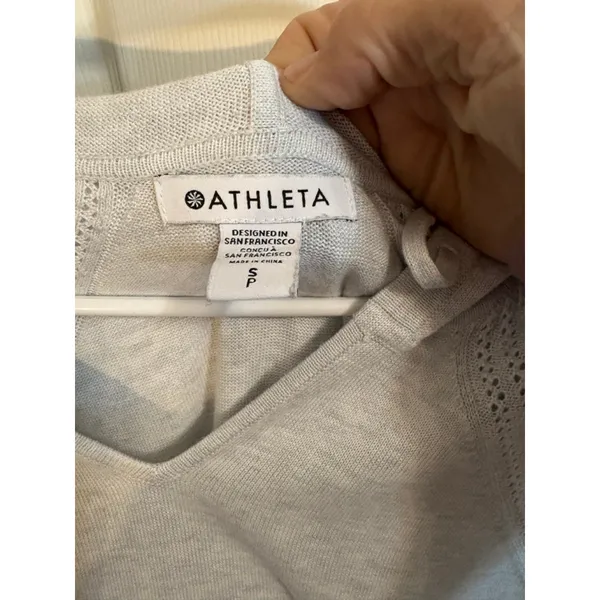 Athleta Lightweight Knit Hoodie Women’s Small Gray Athleisure Top‎ - Image 4