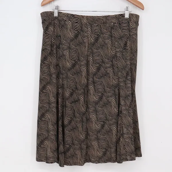 Jaclyn Smith Skirt Set Womens XXL Easy Separates Tan Black Abstract Wave NEW - Image 13