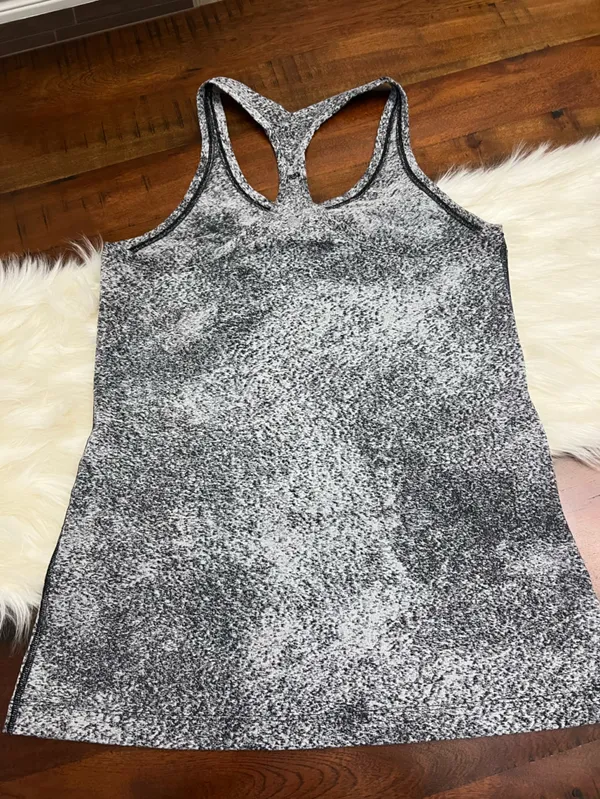 Lululemon Cool Racerback II Tank Spray Jacquard White Black Luon Est. Size 10 - Image 2