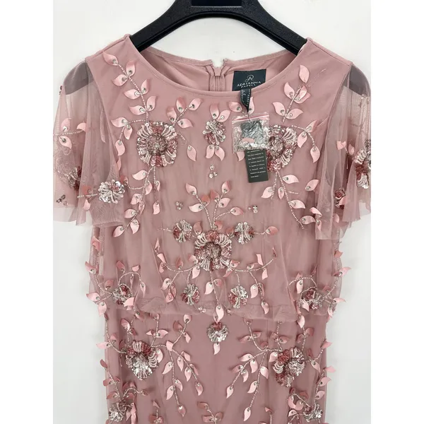 Adrianna Papell Beaded Sequin Dress Pink Floral Party Glam Cocktail US 4 NWT - Image 16
