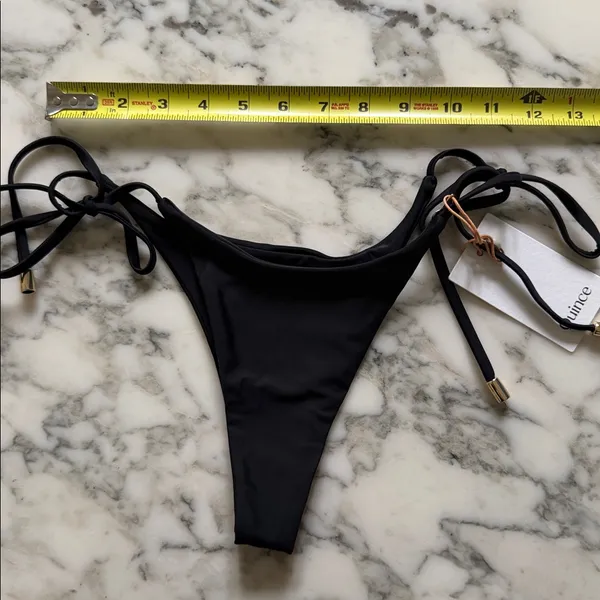 NWT Quince Italian Adjustable Side-Tie Bikini Bottom, Black Sz XS - Image 8