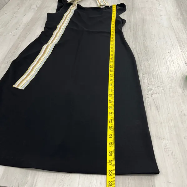 Lauren Ralph Lauren Black Sleeveless Halter Striped Star Artsy Long Flowy Dress - Image 9