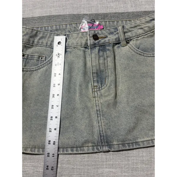 Edikted Blue Washed Denim Micro Mini Skirt Y2K Low Rise Size Small S15992 - Image 2