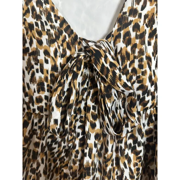 Banana Republic Leopard Print Tie Back Flutter Sleeve Blouse XS New‎ With Tags - Image 5