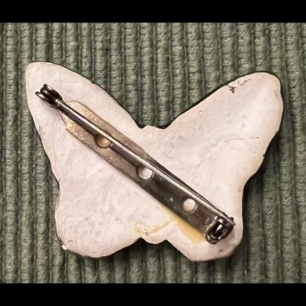 Vintage black & gold ceramic butterfly brooch/pin Great on a scarf hat lapel EVC - Image 3