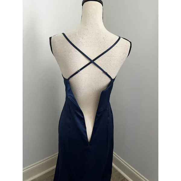 Cowl Neck Satin Gown size 2 Marine‎ Navy Wedding Guest Old Money Minimalist NWT - Image 5