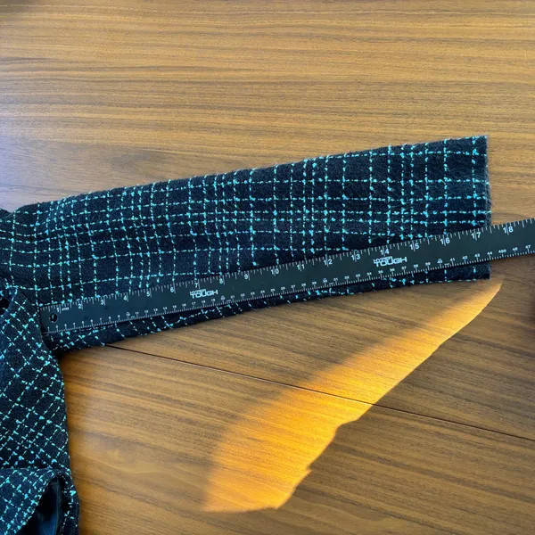Y2K Tweed Blazer S Blue Plaid Floral Lapel Rosette Office Siren Whimsy Rom Com - Image 6
