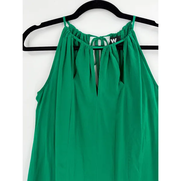 W by Worth‎ Halter Top Womens 0 Green Silk Blend Keyhole Neck Quiet Luxury - Image 5
