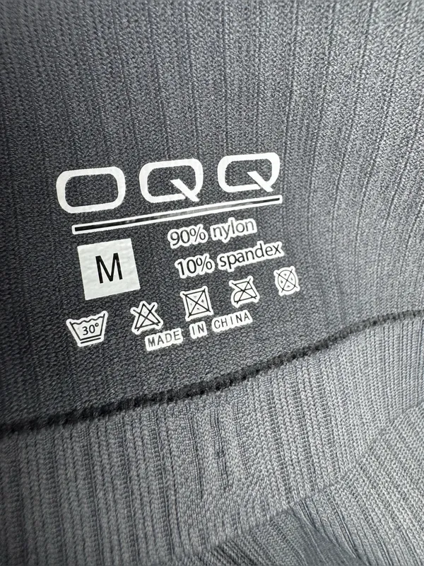 OQQ Long Sleeve Ribbed Henley Top - Gray Size Medium - Image 6
