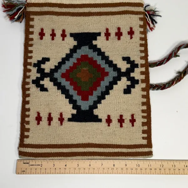 Wool‎ Southwestern Crossbody Bag Geometric Tribal Earth Tones Cream Boho Artisan - Image 4