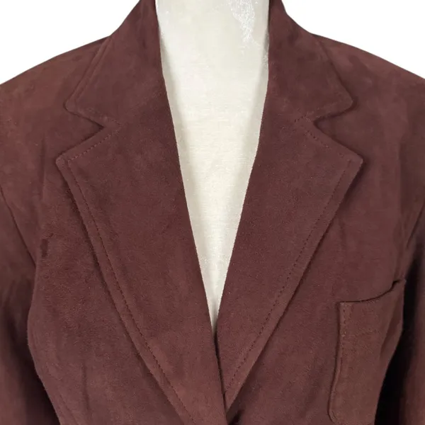 Lilly Pulitzer vintage brown fully lined button down lamb suede blazer small - Image 5