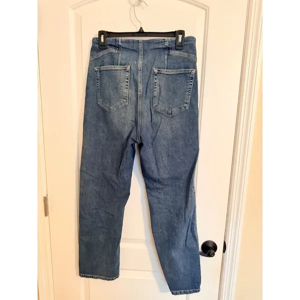 We The Free Jeans Womens 29 Blue Belted High Rise Straight‎ Leg Seamed Denim - Image 4