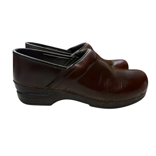 Dansko Brown Red Leather Professional Mule Clogs Comfort Nursing Work Shoes 39 - Image 3