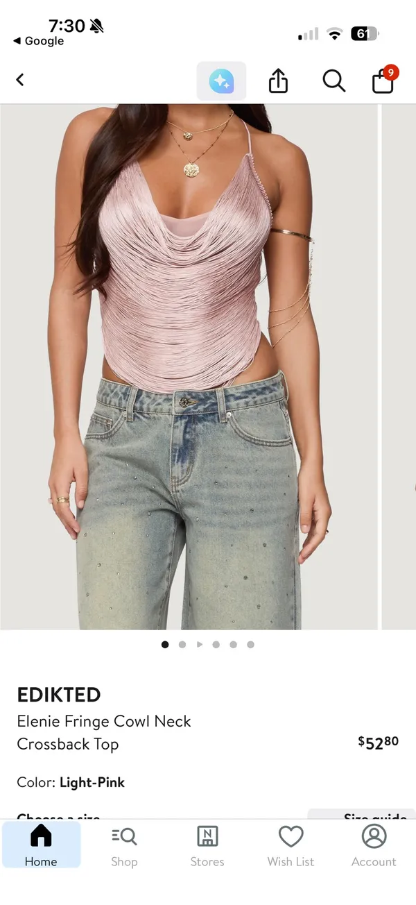 EDIKTED Elenie Pink Fringe Cowl Neck Crossback Top - Image 4