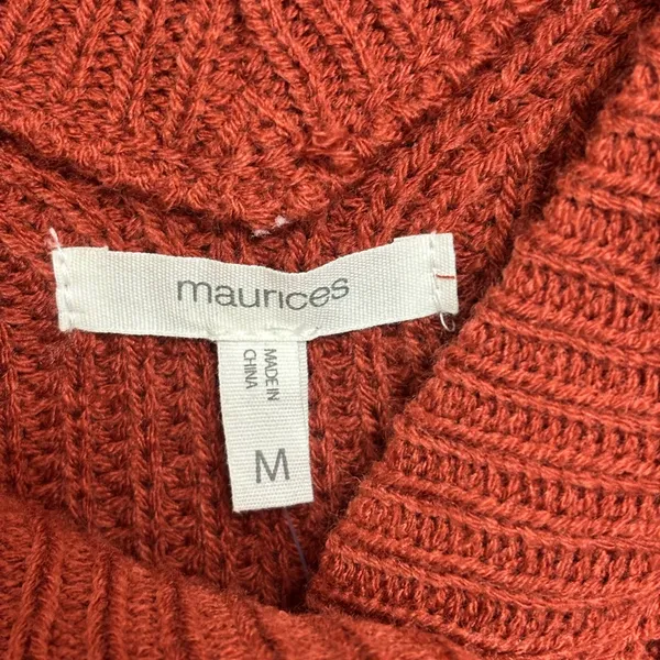 NEW Maurices Ribbed Henley V-Neck Sweater in Burnt Orange - Size M - Image 3