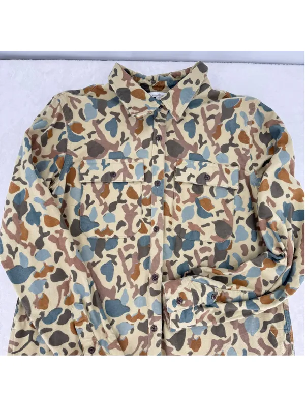 LL Bean Ladies Chamois Camo Tunic Shirt Signature Archive Series Cotton Flannel - Image 3