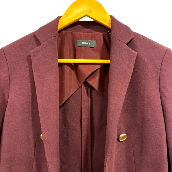 Theory Blazer Jacket 2 M Burgundy Red Jontia K Dark Academia Corpcore Minimalist - Image 3