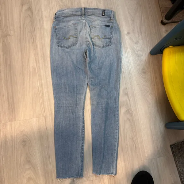 7 For All Mankind Gwenevere Ankle Skinny Blue Jeans raw hem size 24 - Image 6