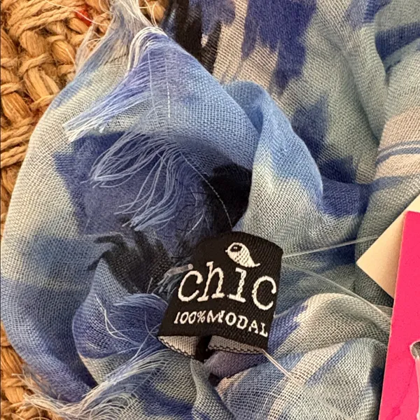 Chic Blue and Black Patterned Scarf Wrap 100% Modal NWT - Image 2