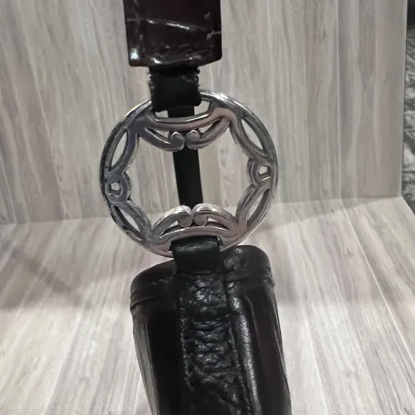 Brighton Black & Brown Leather Handbag Shoulder Bag Croc Trim Heart Charm Medium - Image 9