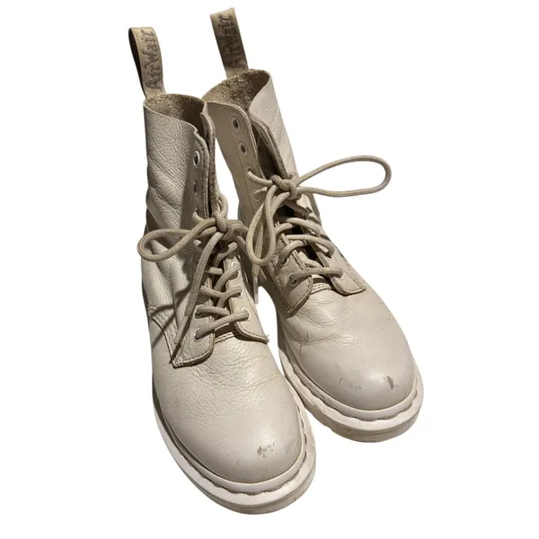 Dr Martens 1460 Pascal Mono Boot in Cream Virginia Leather Boots Women's Sz 6‎ - Image 8