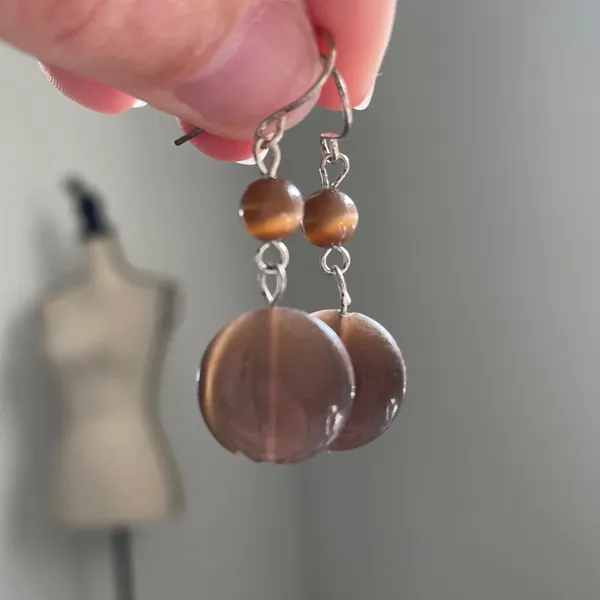 Cats Eye Glass Drop Earrings Round Dangle Jewelry Cats-eye Gorgeous Y2K Retro‎ - Image 2