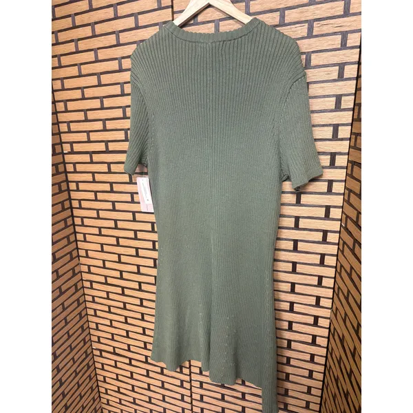 French Connection Green Ribbed Button‎ Front Dress Size XL - Image 3