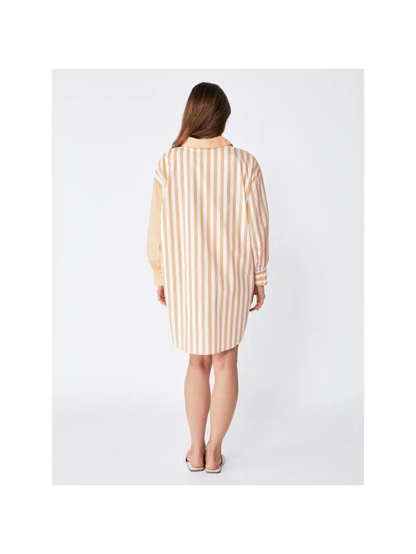 Ena Pelly Bree Cotton Shirt Dress - Melon Stripe - Size 6 - Image 4