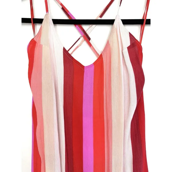 Billabong Wanna Be Around Maxi Dress XS Red Pink High Slit‎ NWT Beach Cover Up - Image 7