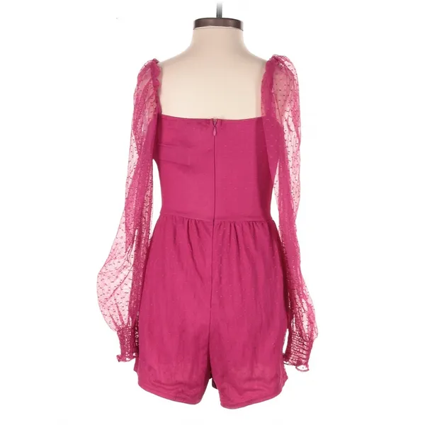 Lulus Magenta Flirty Fashionista Mesh Bustier Romper XS Party Night Out Coquette - Image 5