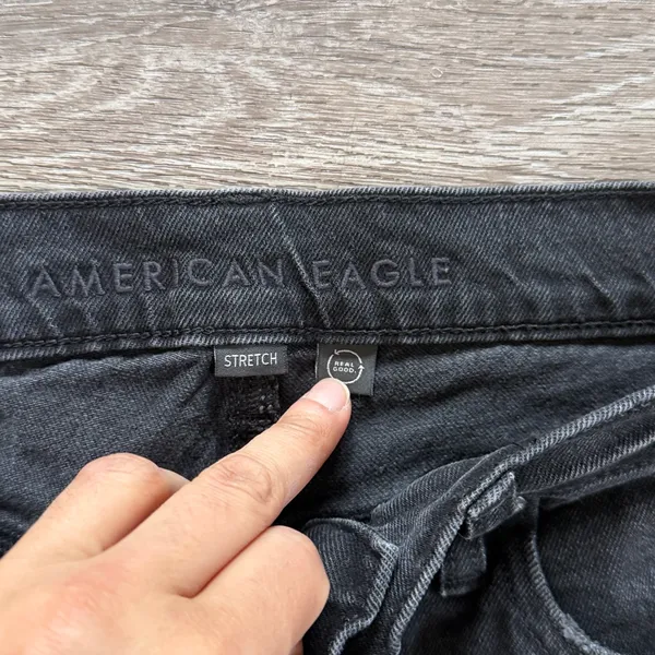 American Eagle Women's Black Straight Leg Jeans Super High rise Ankle Denim 12 - Image 3