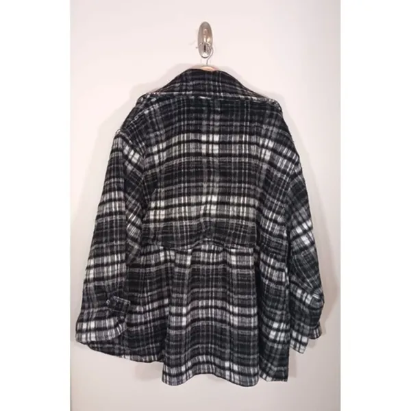 Free People Oversized Plaid Peacoat Womens L NWT Wool Blend Fall Coat - Image 3