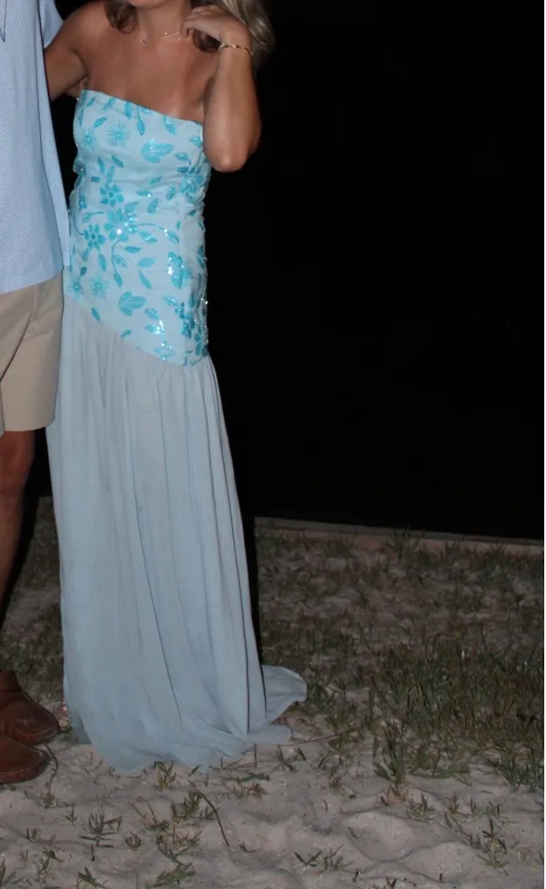 Peppermayo Eden Strapless beaded Maxi Dress blue - Image 2